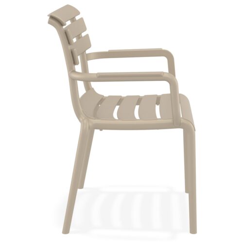 Chaise de jardin FLORA avec accoudoirs taupe en plastique 2