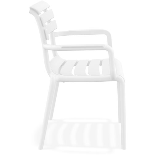 Chaise de jardin FLORA blanche plastique accoudoirs 2