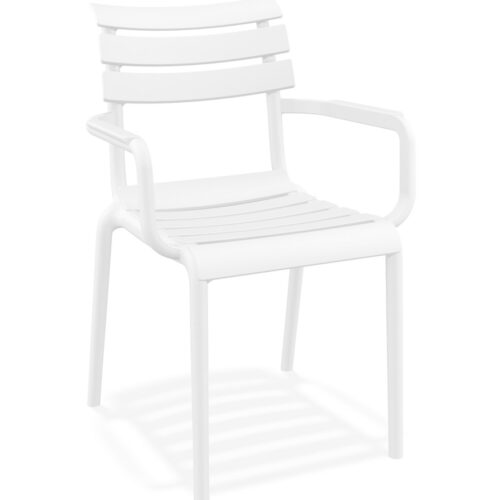 Chaise de jardin FLORA blanche plastique accoudoirs