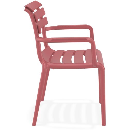 Chaise de jardin FLORA rouge en plastique avec accoudoirs 2