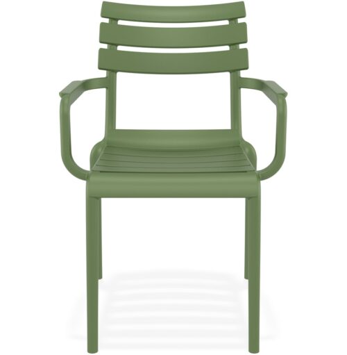 Chaise de jardin FLORA vert avec accoudoirs en plastique 1