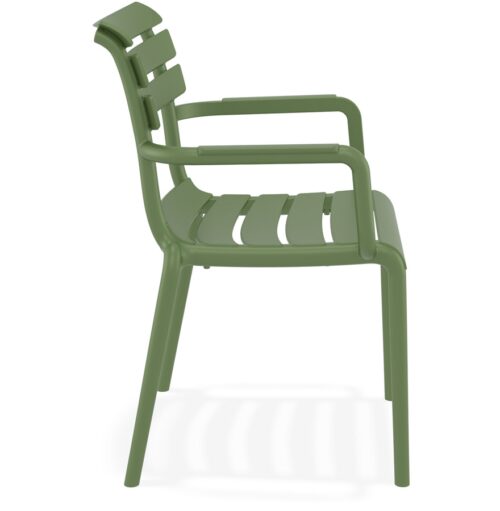 Chaise de jardin FLORA vert avec accoudoirs en plastique 2