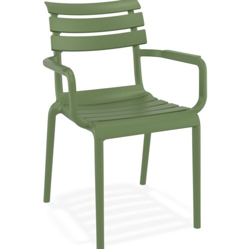 Chaise de jardin FLORA vert avec accoudoirs en plastique