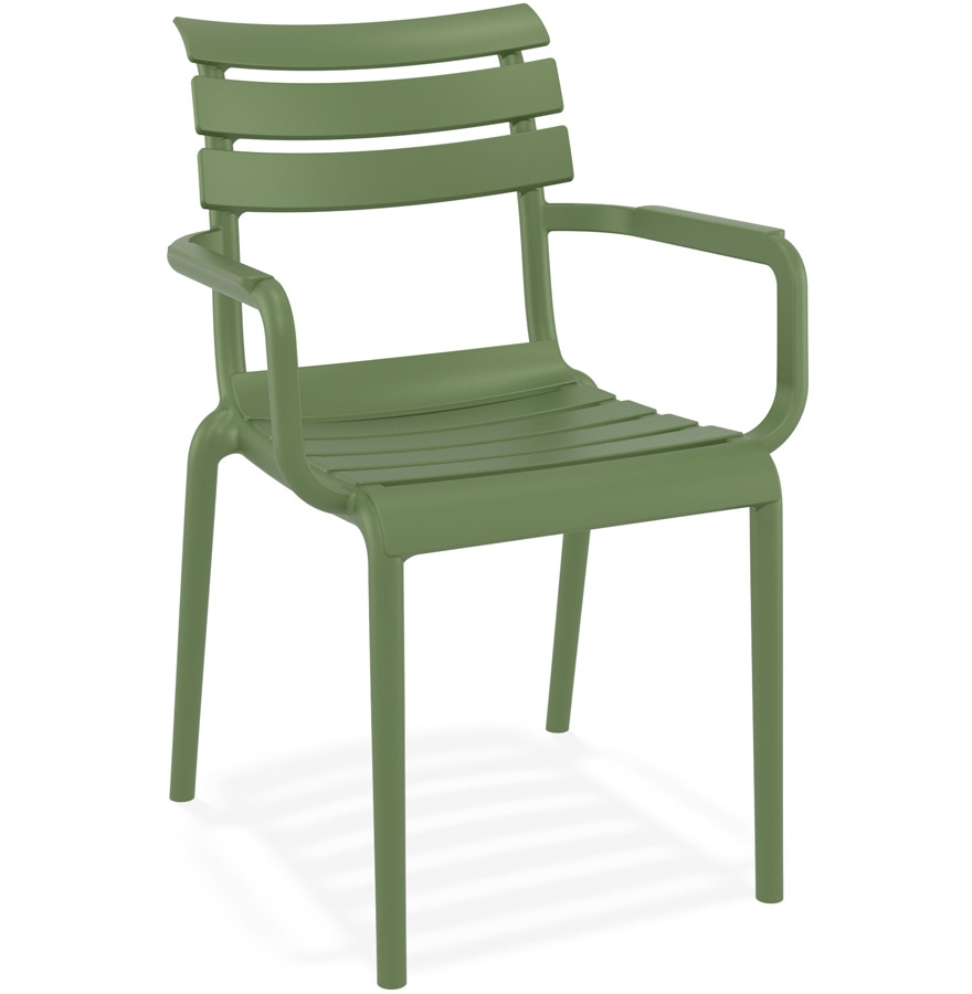 Chaise de jardin FLORA vert avec accoudoirs en plastique