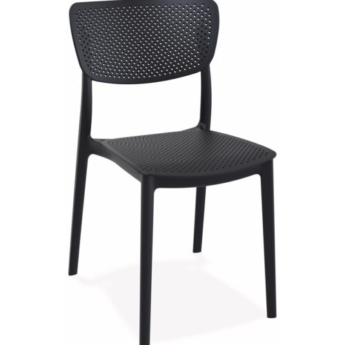 Chaise de terrasse PALMA noire en plastique perforé