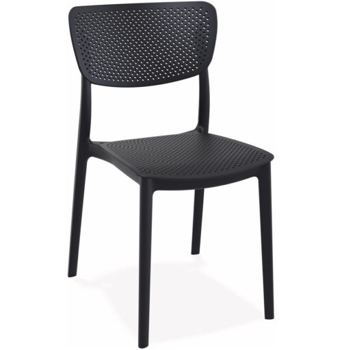 Chaise de terrasse PALMA noire en plastique perforé