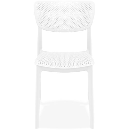 Chaise de terrasse blanche perforee en plastique PALMA 1