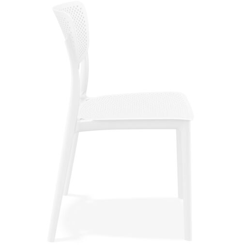 Chaise de terrasse blanche perforee en plastique PALMA 2