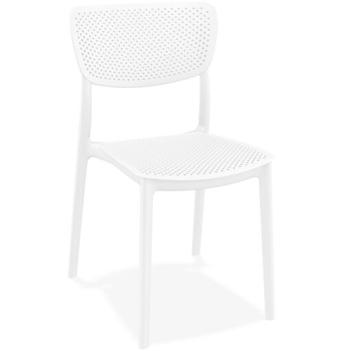 Chaise de terrasse blanche perforée en plastique PALMA