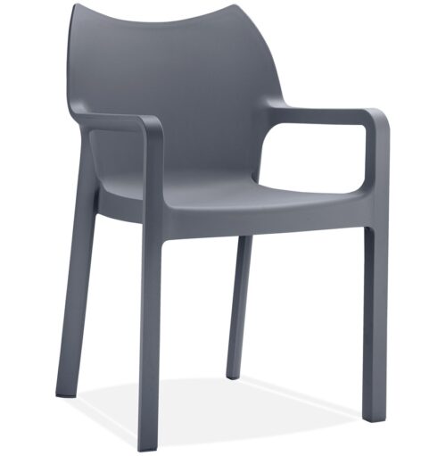 Chaise de terrasse design VIVA gris foncé en plastique