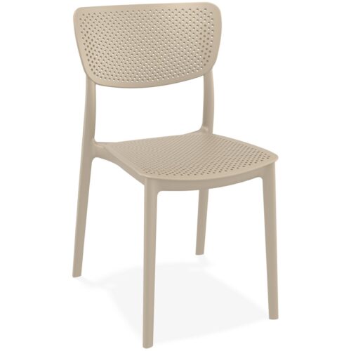 Chaise de terrasse perforée en plastique taupe PALMA