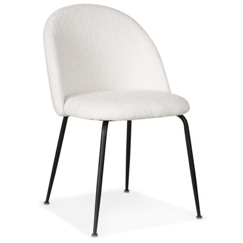 Chaise design CHELBI : Blanc bouclé, noir métal