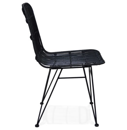 Chaise design PANAMA rotin noir unique 2