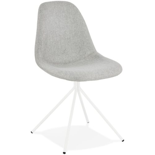 Chaise design TAMARA gris, pied métal blanc