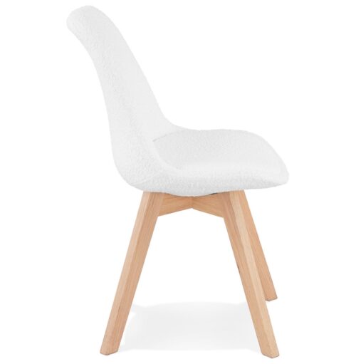 Chaise design blanche LINETTE en tissu bouloche style scandinave 2