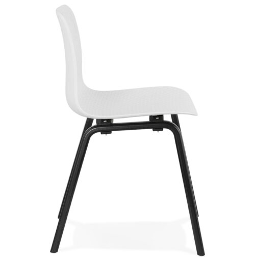 Chaise design blanche PACIFIK avec pieds bois noirs 2