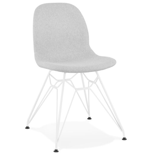 Chaise design grise claire DECLIK en métal blanc