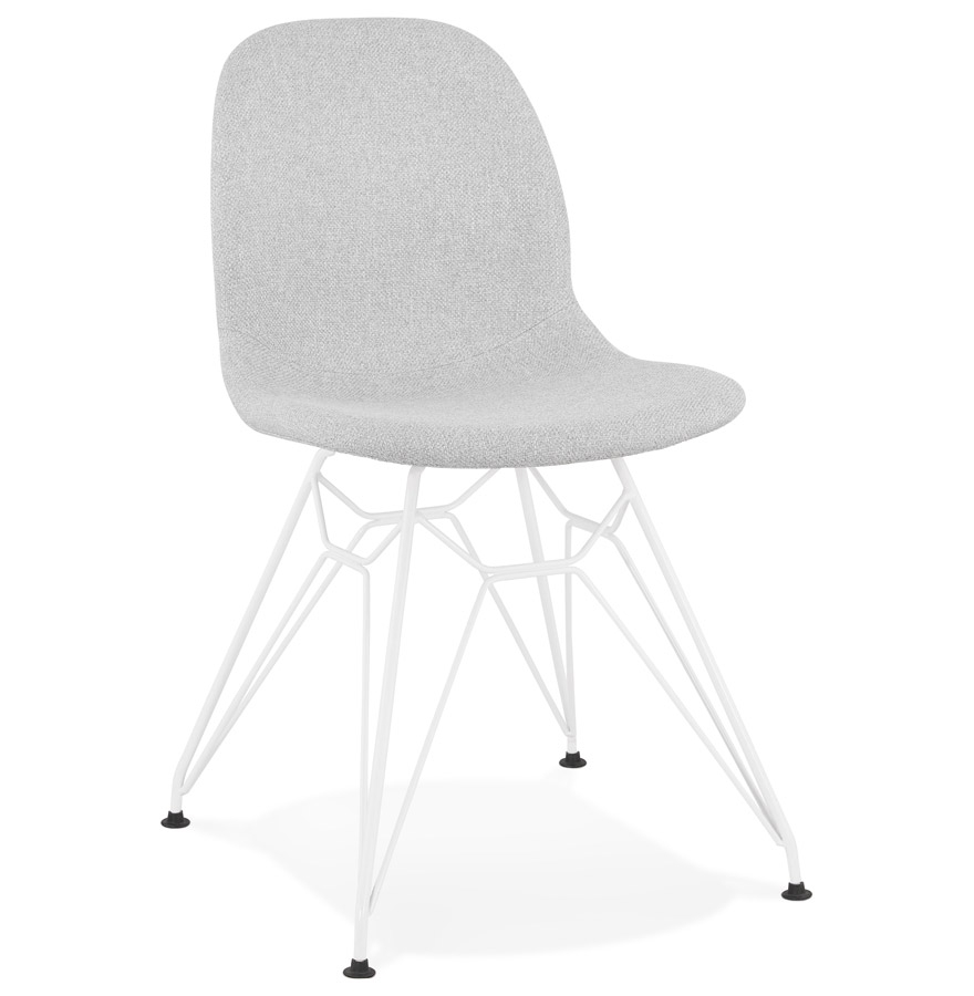 Chaise design grise claire DECLIK en métal blanc