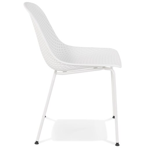 Chaise design perforee blanche VIKY pour interieurexterieur 2