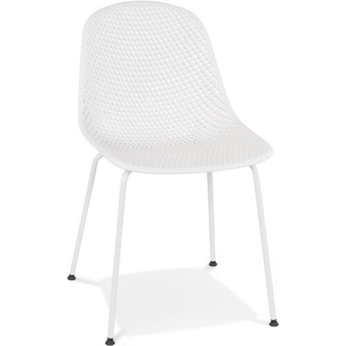 Chaise design perforée blanche VIKY pour intérieur/extérieur