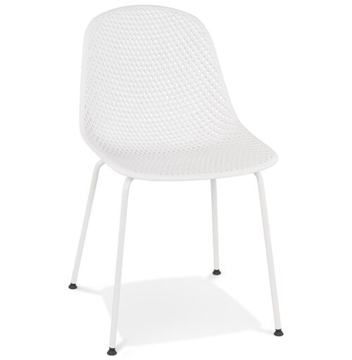 Chaise design perforée blanche VIKY pour intérieur/extérieur