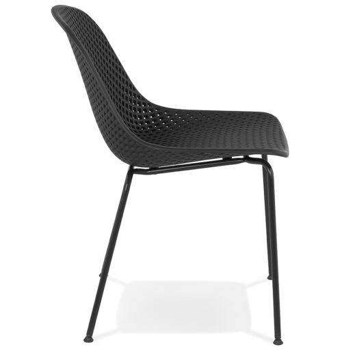 Chaise design perforee noire VIKY pour interieur et exterieur 2