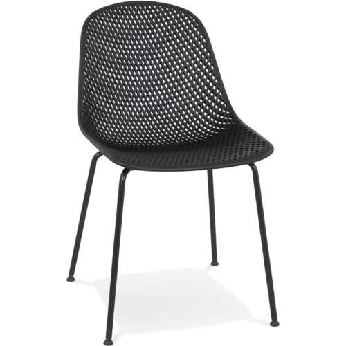 Chaise design perforée noire VIKY pour intérieur et extérieur