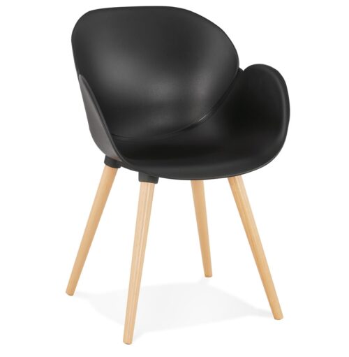 Chaise design scandinave noire PICATA avec pieds bois