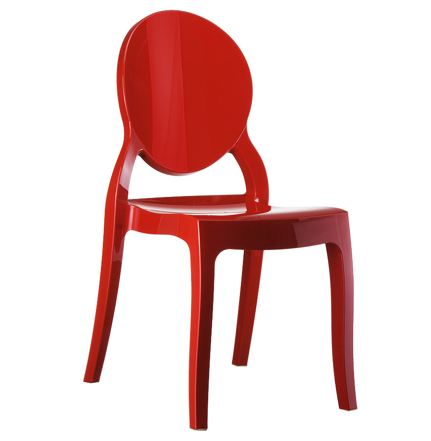 Chaise médaillon rouge en plastique ELIZA