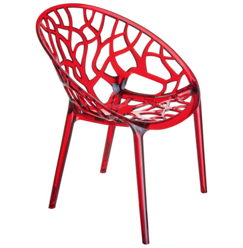 Chaise moderne rouge transparente GEO en plastique 1