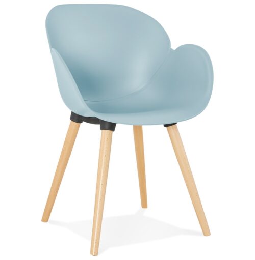 Chaise scandinave PICATA bleue avec pieds bois - Design unique