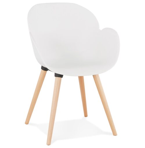 Chaise scandinave blanche PICATA avec pieds bois