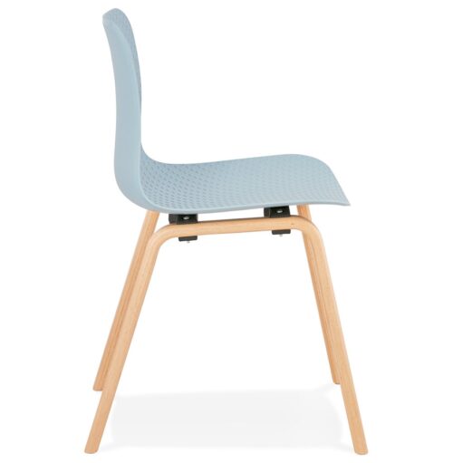 Chaise scandinave bleue PACIFIK pieds bois naturel 2