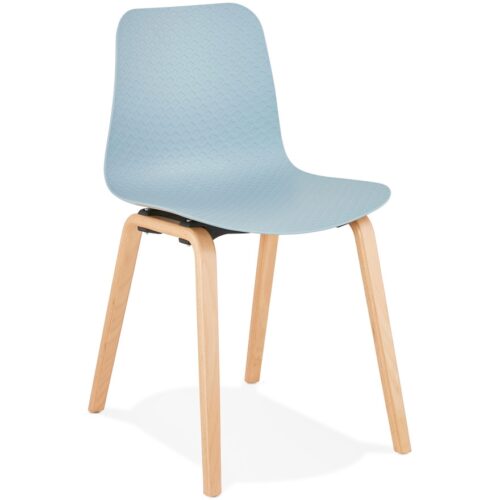 Chaise scandinave bleue PACIFIK – pieds bois naturel