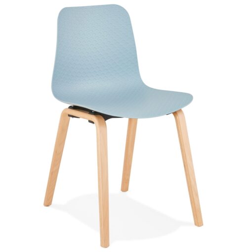 Chaise scandinave bleue PACIFIK - pieds bois naturel