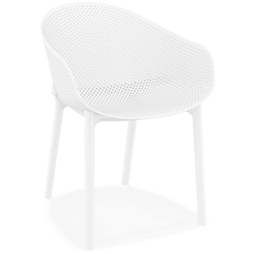 Chaise terrasse blanche perforée LUCKY glam – 6 mots