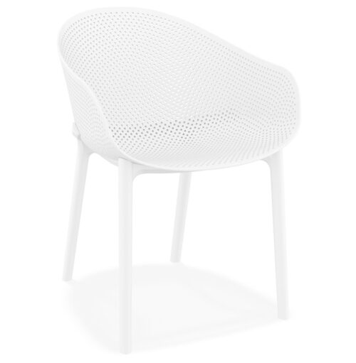 Chaise terrasse blanche perforée LUCKY glam - 6 mots