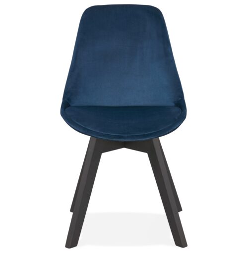 Chaise velours bleu JOE bois noir 1