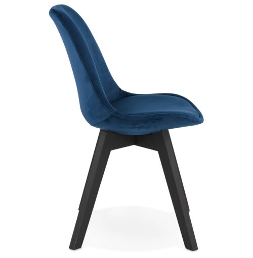 Chaise velours bleu JOE bois noir 2