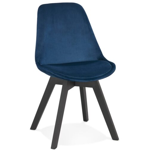 Chaise velours bleu JOE bois noir