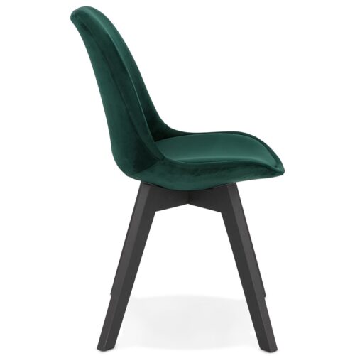 Chaise velours vert JOE bois noir 2