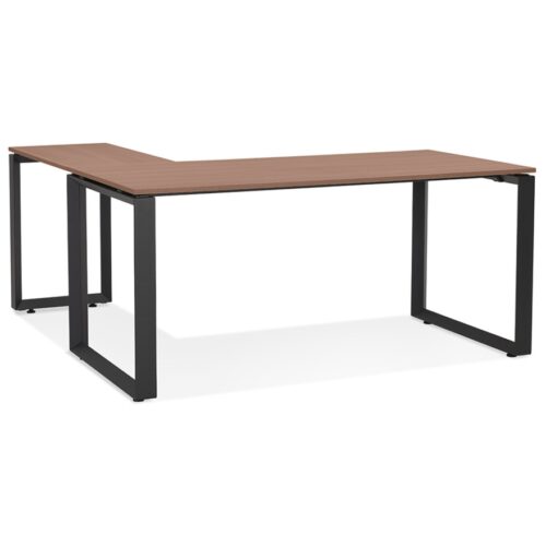 Desk d’angle design en noyer et métal noir BAKUS – 160 cm