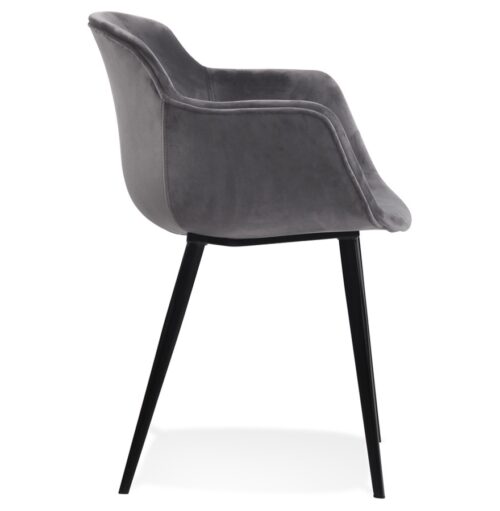 Fauteuil ARMADA velours gris accoudoirs 2