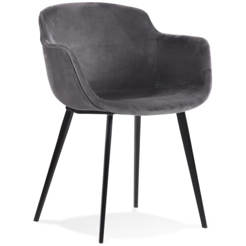 Fauteuil ARMADA velours gris, accoudoirs