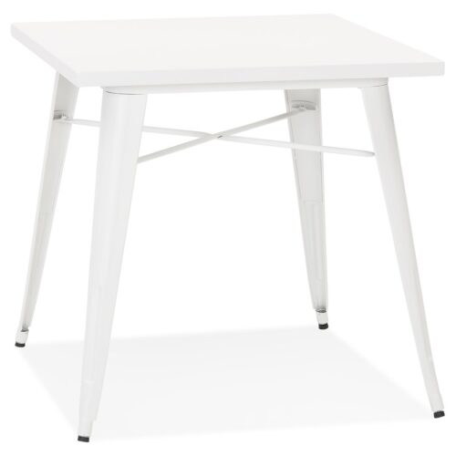 Table à dîner LALOU industriel blanche – 76×76 cm