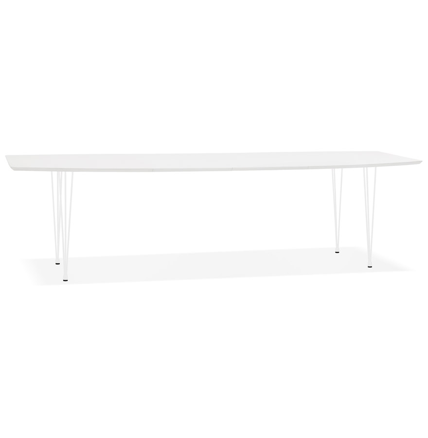 Table à dîner extensible blanche HUSKI avec pieds métal - 170(270)x100 cm