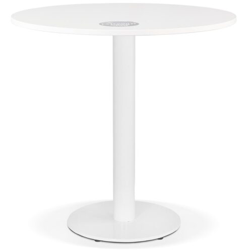 Table à diner ronde LUCETTE bois et fonte blanche – Ø 68 cm