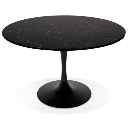 Table a diner ronde WITNEY Pierre noire metal noir O 120 cm 1