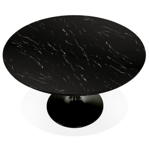 Table a diner ronde WITNEY Pierre noire metal noir O 120 cm 2