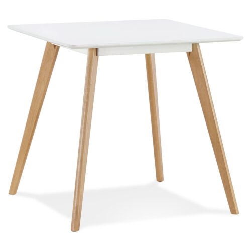 Table à manger GÉNIE bois blanc – 80×80 cm